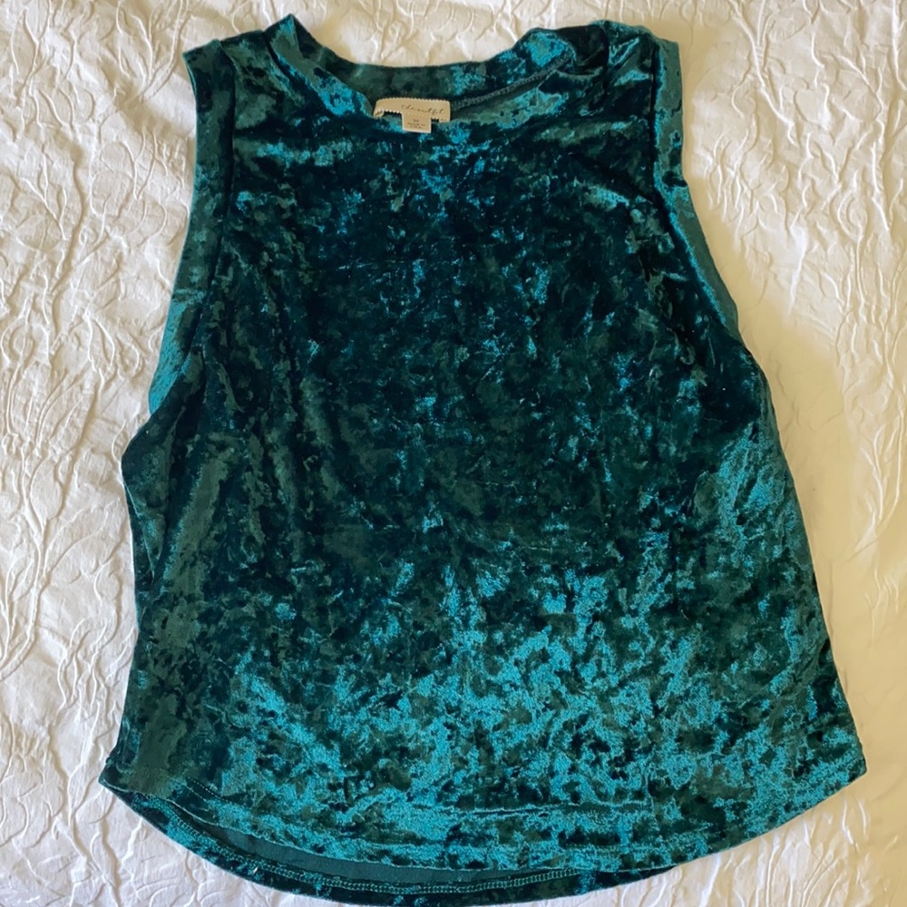 Green velvet plush tank